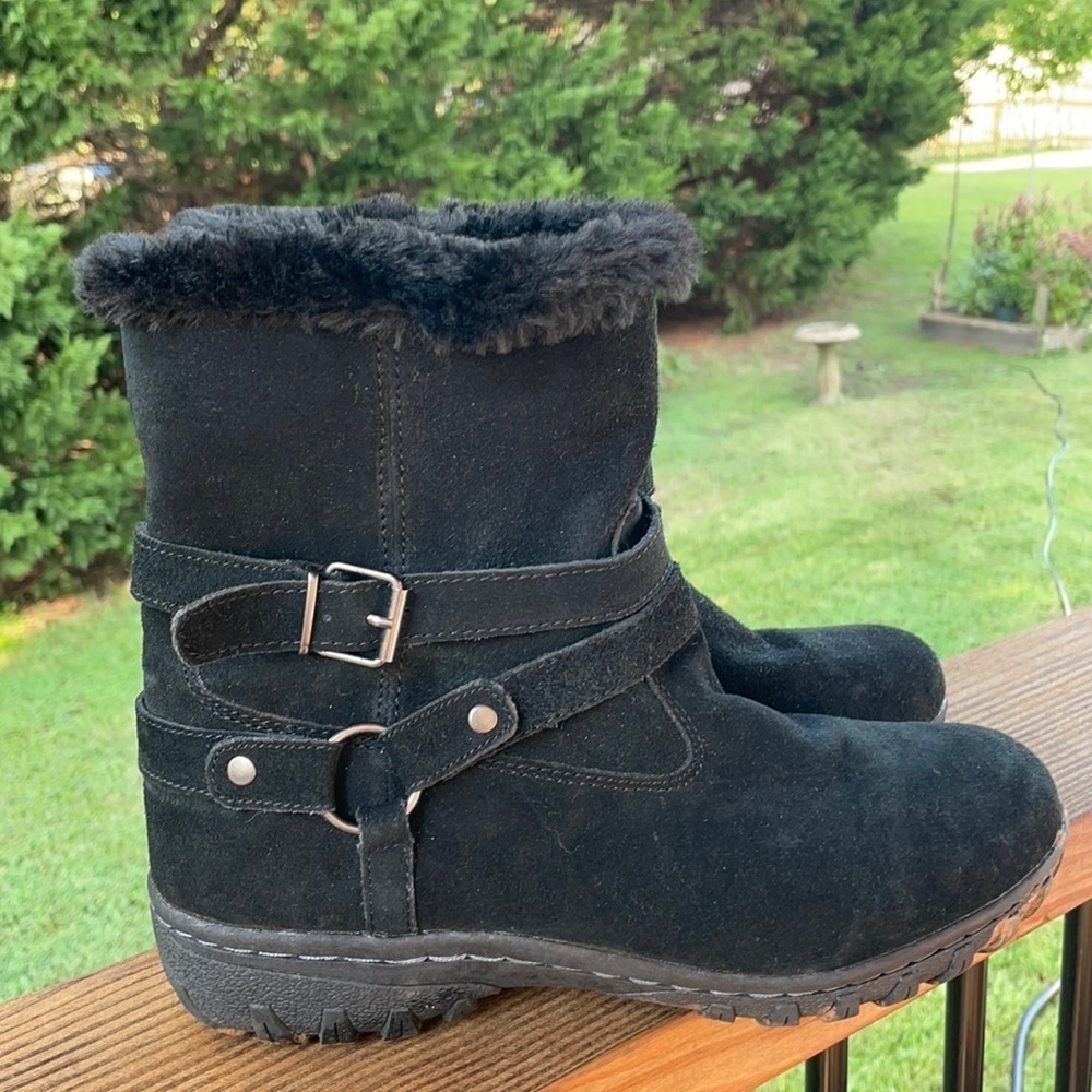 Khombu Black Leather Kelly Snow Boots